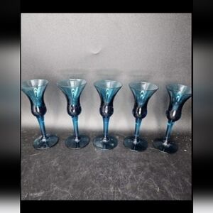 Unique‎ Vintage Blue Glass Goblets